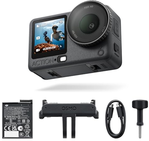 DJI Osmo Action 6 Combo Essenziale, action cam 8K per iniziare subito | Sensore quadrato da 1/1,1″, apertura variabile da f/2,0 a f/4,0, design resistente al freddo, 4 h di autonomia della batteria