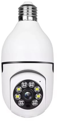 Generico Videocamera WiFi a Lampadina 360° Full HD 1080P con Visione Notturna a Colori, Audio Bidirezionale, Rilevamento Movimento – Telecamera Sorveglianza Smart Compatibile iOS/Android