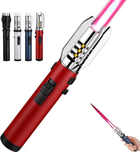 Blazara Lighter, Luxblaze Electric Lighter, Lux Blaze Torch Lighters, Straight Flame Bright Fire, Rechargeable, Windproof Lightsaber Lighters for Outdoor, Campfires, Fireplace(Red)
