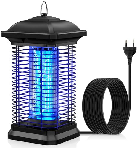AMUFER Lampe Anti Moustique Intérieur Extérieur, 18W 4400V Tue‑Mouche Électrique, IPX4 Étanche Appareil Piege à Moustique, 100% Amélioration Tueur d'Insectes pour Chambre, Maison, Jardin, Terrasse