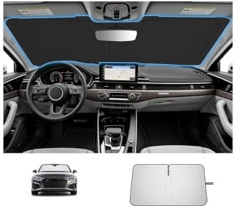 SHAOHAO [Mejorado] Parasol de Coche Compatible con Audi A4 A5 2018-2022 Protector Solar de Parabrisas Plegable Revestimiento Plata Anti-UV y Calor Accesorios