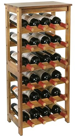 Relaxdays Weinregal, 24 Flaschen, Akazienholz, HBT 82 x 36 x 24 cm, Weinhalter für Rot- & Weißwein, Flaschenregal, Natur | Weinhalter für Rot- & Weißwein, Flaschenregal