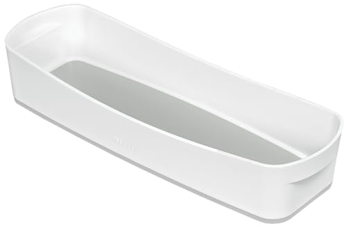 Leitz MyBox Bandeja organizadora larga, acabado mate, caja de almacenamiento impermeable, sin BPA y apta para alimentos, blanco/gris, 52581001