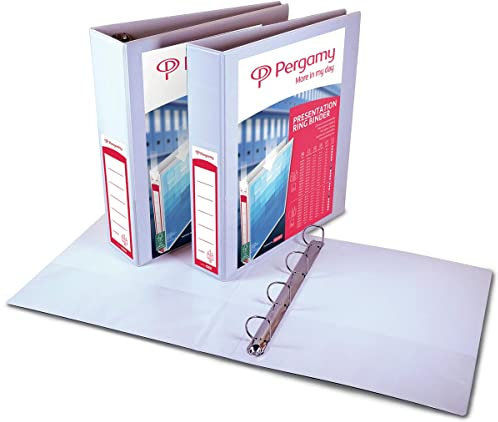 Pergamy 900324 Präsentationsringbuch 2 Taschen 4-Ringe A4 8,5cm weiß
