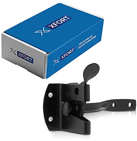 XFORT® Black Auto Gate Latch, Garden Gate Latch, Door Catch, Gate Latches, Gate Latch, Door Latch, Gate Lock, Door Latches, Garden Gate Latches and Catches, Shed Door Latch, Shed Latch, Gate Fixings.