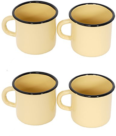 Surtido de 4 Tazas de Metal esmaltado - 400 ML - Amarillas