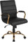 Flash Furniture Chefsessel, Drehstuhl, schwarzes Leder, goldfarbenes Gestell, 61 x 58,4 x 103,5 cm (B x T x H)