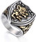Flongo Herrenring Männer Ringe Siegelring Bandring, Edelstahl Biker Siegel Ring Löwe Schild Band Silber Gold Schwarz Daumenring Gotik Schmuck Herren-Accessoires