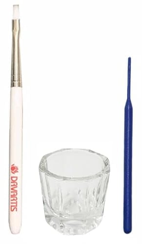 Davartis - Färbeset [1x Färbeschale Glas + 1x Färbepinsel, hart + 1x Färbestäbchen, hart] für Augenbrauenfarbe & Wimpernfarbe