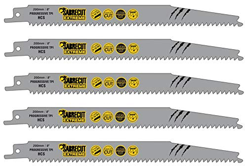 SabreCut SCRS2345X_5 Lot de 5 lames de scie sabre S2345X 200 mm 6-10 TPI S2345X Compatible avec Bosch Dewalt et beaucoup d'autres