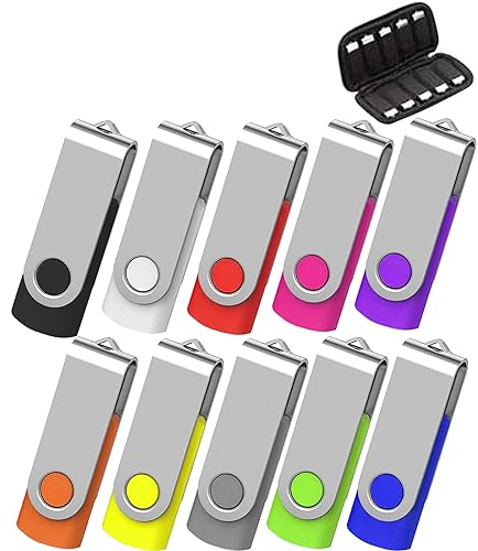 TEWENE 32GB USB Stick 10er Pack, USB 2.0 Data Stick mit Tasche, Rotating Foldable Speicherstick Memory Stick Pendrive Flash Drive
