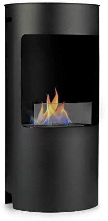 Klarstein Phantasma NIRO - Ethanol-Kamin, Standkamin, Sicherheitsbrenner mit 1,5 L, 3,5 Stunden Brenndauer, 25-30 m², Löschhilfe, geruchsneutral, Sicherheitsglas, schwarz