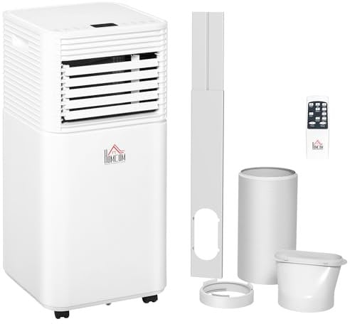 HOMCOM Portable Air Conditioner 9000 BTU, 4-in-1 Mobile Air Conditioning Unit with Cool, Fan, Dehumidifier & Sleep Mode, LED Display, Remote Control, 24H Timer, Window Kit, 1010W for Rooms up to 28㎡