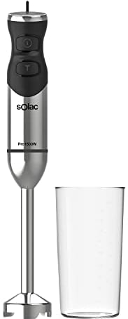 Solac Ba5610 Pro 1500 - Frullatore a Immersione, 1500W, Anti-Schizzi, Multi-Velocità, Turbo, Misurino Incluso, 4 Lame Inox, Ergonomico, Acciaio Inossidabile