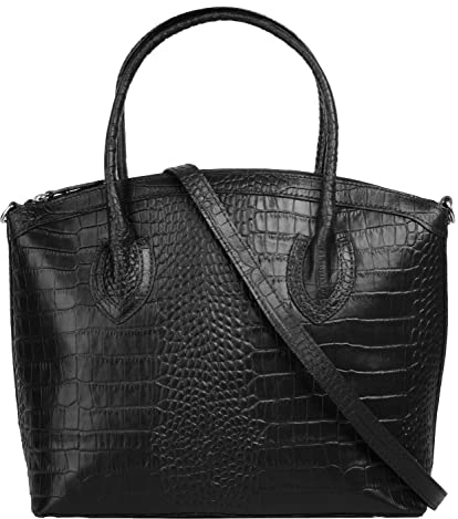 Cluty Handtasche Echt Leder Damen | Made in Italy, Kroko Umhängetasche, Business Shopper, Aktentasche mit Innenfächern | 021320
