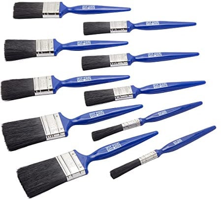 Fit For The Job No Bristle Loss 10 Piece DIY Paint Brush Set For A Smooth Finish with Emulsion, Gloss & Satin Paints on Walls, Ceilings, Furniture, Wood & Metal- 2x 0.5, 3x 1, 3x 1.5, 3x 2 Brushes