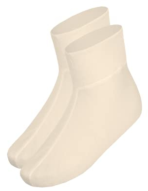 banora leichte Fußwärmer oder Bettschuhe mit 70% Schurwolle und 30% Seide für Damen und Herren (Gr. 3 (43-46), Farbe: naturweiß)