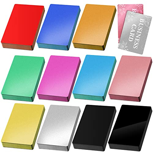 550 Stück Metall-Visitenkarten, Gravur, Aluminiumplatten zum Basteln, Mehrzweck-Metallbleche zum Basteln, 0,01 Zoll dicke, leere Visitenkarten für CNC-Gravierer, Lasergravur, DIY-Karten (mehrfarbig)