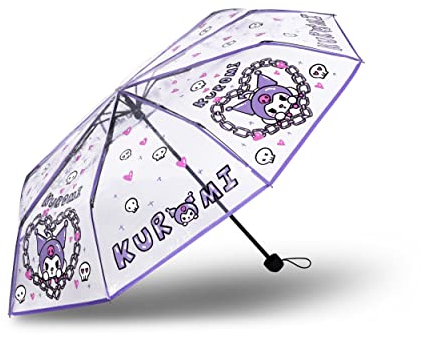 Roffatide Anime Cute Clear Bubble Umbrella 8 RIBS Umbrellas Folding Travel Umbrella Windproof Waterproof Light Protection Umbrella Transparent Clear Rain Umbrellas Purple
