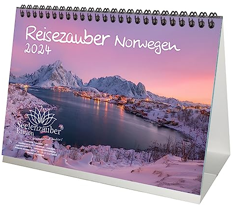 Reisezauber Norwegen DIN A5 Tischkalender für 2024 Oslo Urlaub Reise Strand Meer - Seelenzauber