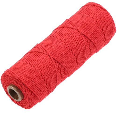 GOHOF Premium Cotton Macrame Rope, 2mm x 100m, 3 Strand Twisted Soft Cotton Cord, Red