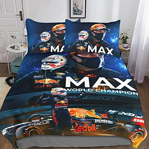 CIFEAR Bettwäsche Bettbezug-Set F1-Rennen 3D F1-Fahrer Serie Print Mit Reißverschluss,F1-Rennen Motiv Bettbezüge Set Microfaser Double(200x200cm)