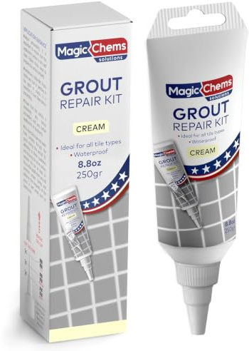 Grout Reviver - Cream Grout Paint & Whitener for Bathroom and Kitchen Tiles - Waterproof Grout Restorer & Sealer Marker for Floors and Walls