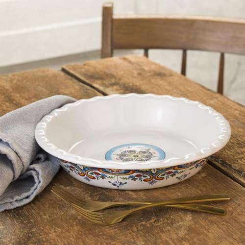 Euro Ceramica Zanzibar Stoneware Oven to Table 10.75 Pie Pan for Baking - Deep and Fluted Pie Dish for Classic Apple Pie, Quiche, Pot Pies, Tart and more.