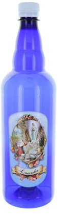 Bouteille d'eau de Lourdes 1 Litre illustré avec l'Apparition de Lourdes - Bouteille eau de Lourdes - Culte Chrétien en Eau
