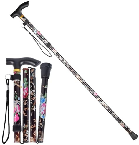QHFlashbuy Gehstock Klappbar,Faltbare Wanderstöcke Faltbar Gehstock Bergstock Spazierstock Unisex Faltbar Gehstock,Tragbarer Leichte und Einstellbare Spazierstöck Wanderstab