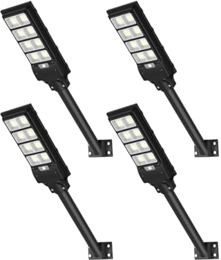 Sararoom 400W Solarlampen für Außen mit Bewegungsmelder Fernbedienung, 4pc 6500K 50000 LM Solar Straßenlaterne Wegeleuchte, IP65 Wasserdichte LED Solar Strahler Aussenleuchte für Gärten Garage Straßen