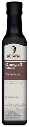 Dr. Budwig Premium Omega 3 Öl Vegan (250ml) - Zellgold für den Mann - hochdosiertes natürliches DHA & EPA - Algenöl, Leinöl Bio & Sanddornöl Bio - hochdosiertes DHA & EPA - laborgeprüft - flüssig