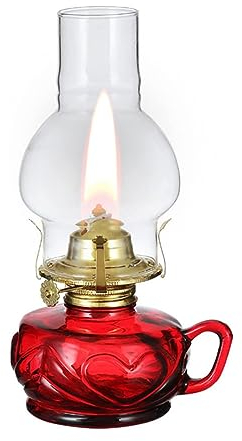 YKSJDFH Rote/grüne Öllampen Vintage Bauernhaus Kerosinlampe mit Griff Klassische Öllaterne Notfall-Öllampe Einstellbare Petroleumlampen 9.8in Tragbare Umgebungsbeleuchtung für Wohnzimmer Haushalt