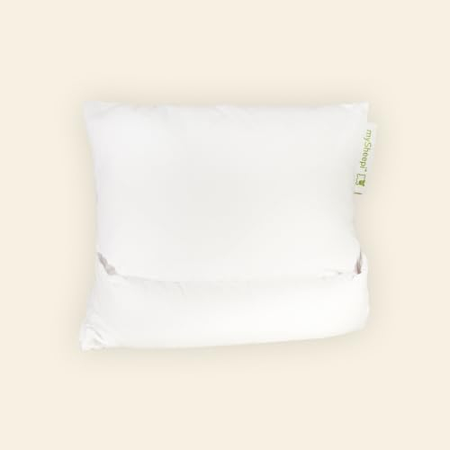 mySheepi TRAVEL Nackenstützkissen mit Nackenrolle und anpassbarer Füllung, ergonomisches Kopfkissen, ideales Nackenkissen Flugzeug und Seitenschläferkissen, 40x35 cm