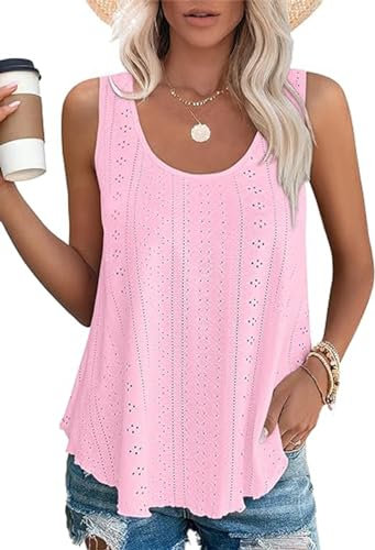 ZIOOER Camiseta sin Mangas para Mujer Camiseta de Tirantes Moda Tank Camisa Top Rosa S