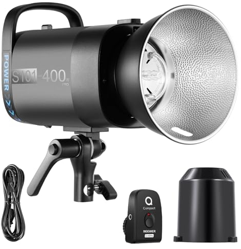 NEEWER S101-400W PRO Studio Strobe Flash Blitzlicht mit 2,4G Auslöser 150W Einstelllampe 400Ws GN65 5600K Bowens Mount Reflektor, S1/S2 Modus, Leiser Lüfter, kompatibel mit QPRO, für Porträtfotografie