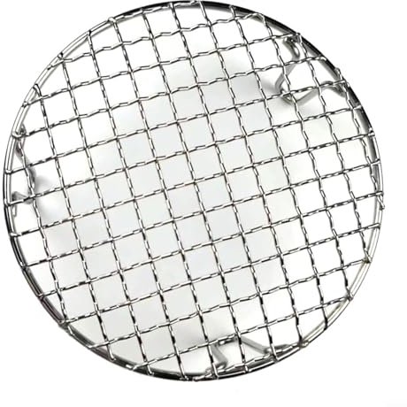 URPIZY Rundes Grillgitter, Edelstahl, antihaftbeschichtet, wiederverwendbar, Feuerrost, Grillgitter mit Beinen, rundes Dampfkühlgestell, Kochgrill-Zubehör (25 cm), 6076EP8294819LU5F9P2