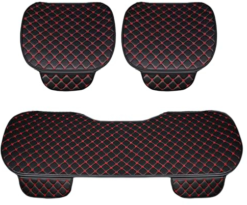 Auto Accessori Lupex Coprisedile Seduta 3 pezzi Universale Auto | Protezione Sedile 2 Anteriore e 1 Posteriore | Protector Comfort Automotive Cuscino Interni (PVC - Nero Rosso - 3pz)