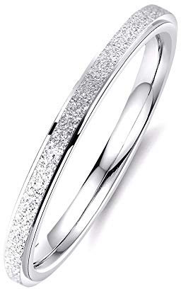 BlackAmazement Ring 316L Edelstahl Silber Rosegold Sandgestrahlt Step Edge Beisteckring Damen (Silber, 65 (20,7))