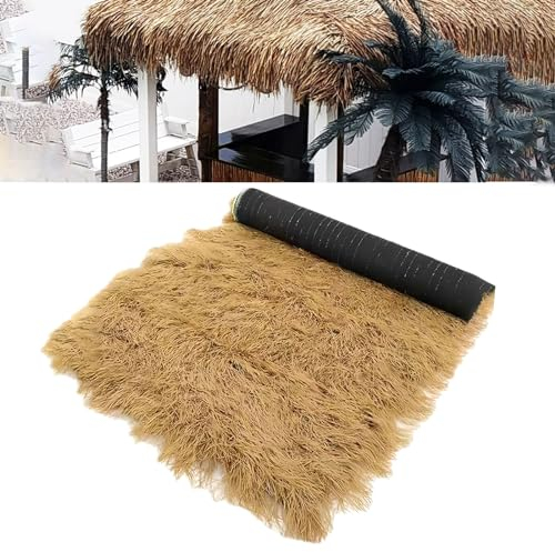 Techo De Paja Artificial Para Techos, Palma Sintética Ignífuga, Rollo De Techo De Paja Mexicana Utilizado Para Beach Hawaiian Tropical Garden Party Decor (Size:0.5*1m(1.64*3.3ft),Color:Amarillo claro)
