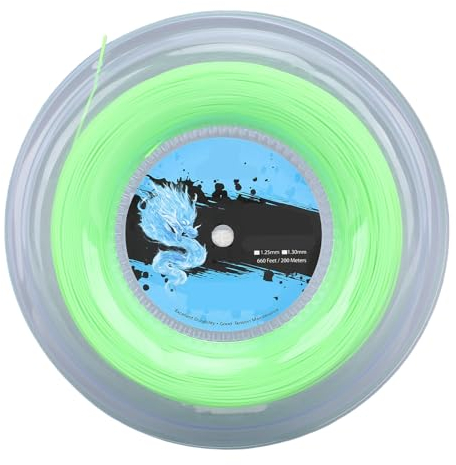 Fockety Polyester Tennissaite, 200 M Spule, Tennisschlägersaite für das Training, Fluoreszierendes Grün, Superweiche Poly Tennissaite, Synthetische Tennissaite, Allround Leistung