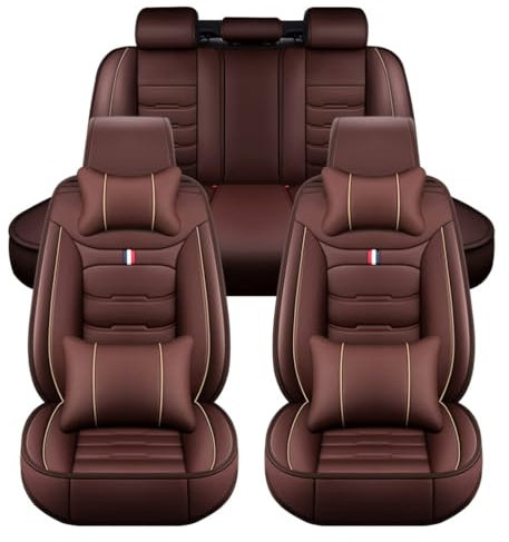 LGTT Auto 5 Sitzer Sitzbezügesets, Wasserdicht Vordersitze Rückbank Sitzbezüge | Autositzbezüge Airbag Geeignet, für Audi A4 B8 Avant Wagon 2008-2016,Luxurious Version-Coffee