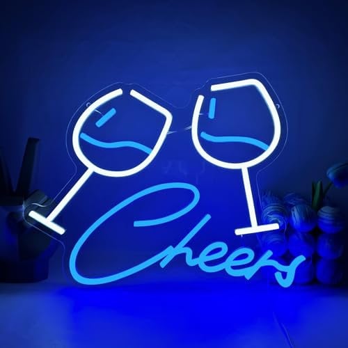 UExnkj-Y LED Neon Cheers Bar Leuchtreklamen Weinglas Neonlicht Led Neon Signs for Wall USB Neonschild für Bar Party Geburtstagsfeier Restaurant Live Musik Club Wanddekoration
