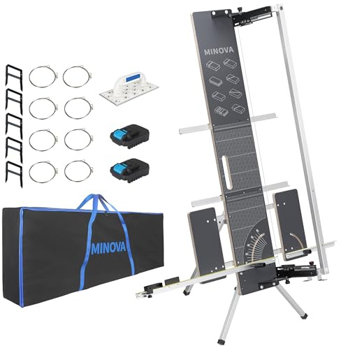 MINOVA MODELL7 PROFI Coupe-polystyrène professionnel 1300 mm Kit complet avec 8 fils de coupe, 5 grips en polystyrène, sac souple, support d'échafaudage, râpe abrasive + convertisseur de batterie
