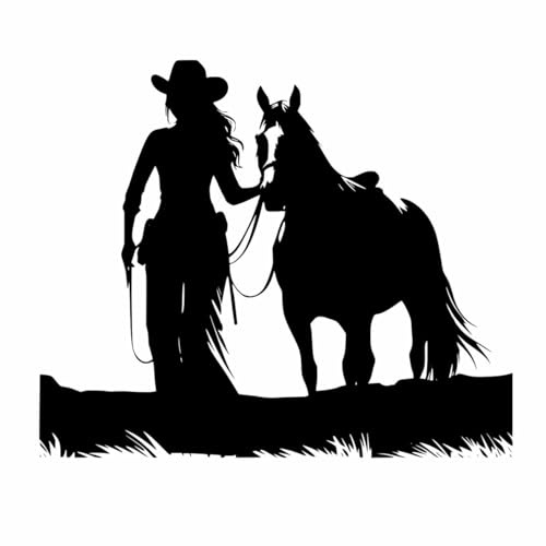 Aufkleber Westernreiten Cowgirl mit Pferd für Trailer Anhänger Grösse und Farbe frei wählbar Personalisierung möglich