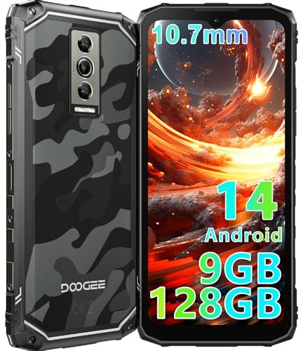 DOOGEE Blade10 Telephone Portable Incassable Android 14, 9GB+128GB/TF 2TB, 10.7mm 6.56'', 5150 mAh Smartphone Incassable, Octa-Core, Caméra 16MP Téléphone, IP68/I69K/4G Dual SIM/Face ID