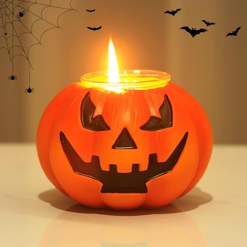 Teelichthalter, Halloween Kürbis Kerzenhalter Kürbis Halloween Deko Niedliche Kürbis Teelichthalter Halloween Kürbis Deko Halloween Tischdeko Kerzenständer für Heimdekoration Tischdeko (A)