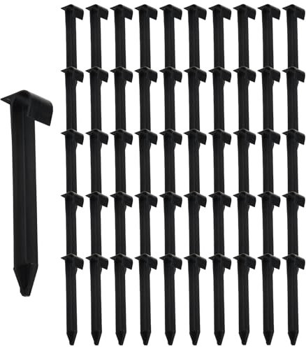 Erdspieße aus Kunststoff, 50 Stück Gartenschlauch Anker Boden, Landschaftskanten Heringe Ankerspitzen für Outdoor Garten Rasenkanten Terrassen Board Zelte (Schwarz)