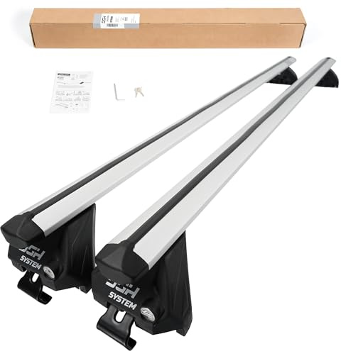 DGH SYSTEM Easy Line Glide 112 cm Kompletter Aluminium-Dachträger Relingträger kompatibel mit OPEL Grandland X SUV 2018- mit geschlossener Dachreling, abschließbar, Nutzlast 100 kg