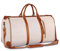 Suweir Kleidersack Reisetasche PU Leder Anzugtasche Garment Duffle bag für Herren Damen 2 in 1 Hängenden Faltbaren Koffer Anzug Reisetaschen Kleidertaschen Sporttasche für Bussiness, Reisen (Beige)